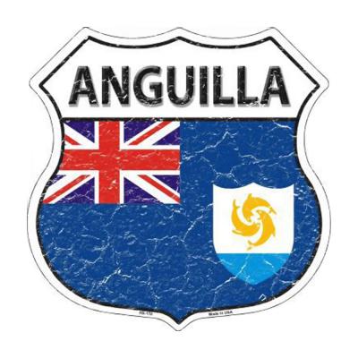 Smart Blonde Anguilla Country Flag Highway Shield Metal Logo Sign HS-170