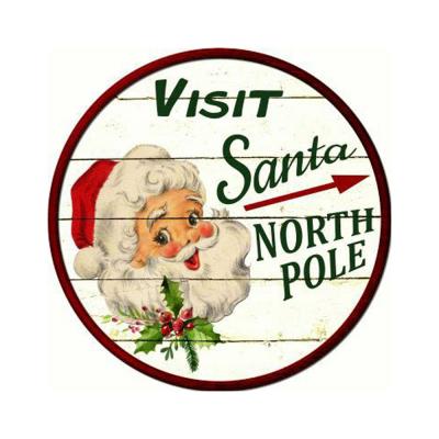 Smart Blonde Visit Santa Novelty Metal Circular Sign C-587
