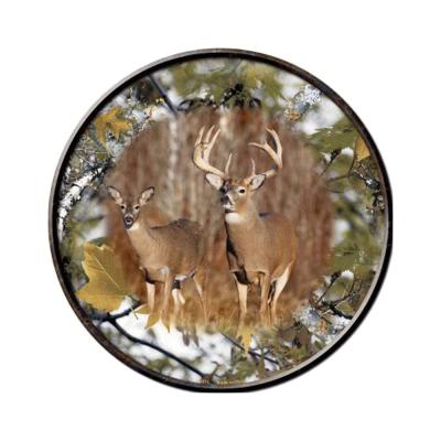 Smart Blonde Deer On Camo Novelty Metal Circular Sign C-571