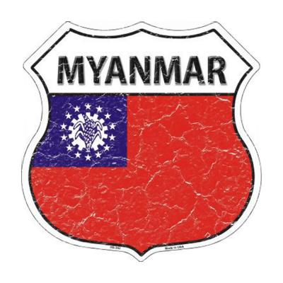 Smart Blonde Lightweight Durable Myanmar Country Flag Highway Shield Metal Sign HS-342