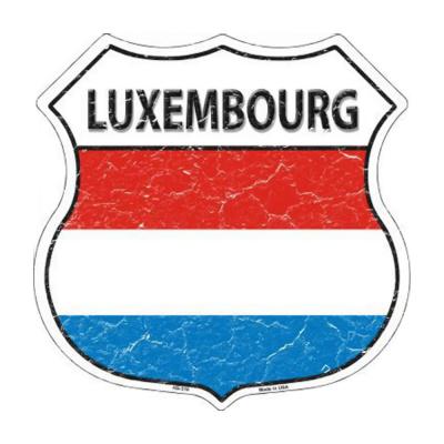 Smart Blonde Lightweight Durable Luxembourg Country Flag Highway Shield Metal Sign HS-316