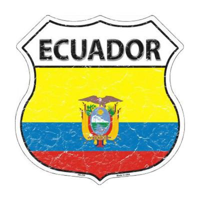 Smart Blonde Ecuador Country Flag Highway Shield Metal Logo Sign HS-238