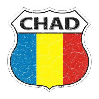 Smart Blonde Chad Country Flag Highway Shield Metal Logo Sign HS-210