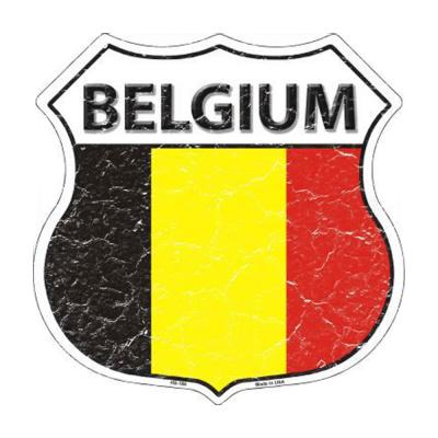 Smart Blonde Belgium Country Flag Highway Shield Metal Logo Sign HS-186