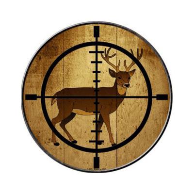Smart Blonde Deer Hunter Novelty Metal Circular Sign C-575