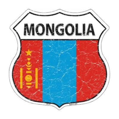 Smart Blonde Lightweight Durable Mongolia Country Flag Highway Shield Metal Sign HS-337