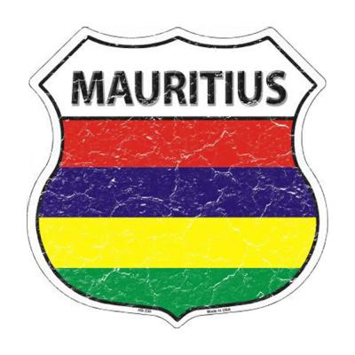 Smart Blonde Lightweight Durable Mauritius Country Flag Highway Shield Metal Sign HS-330
