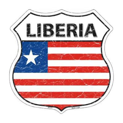 Smart Blonde Lightweight Durable Liberia Country Flag Highway Shield Metal Sign HS-312