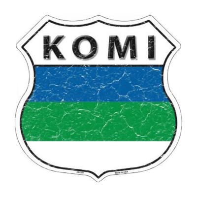 Smart Blonde Lightweight Durable Komi Country Flag Highway Shield Metal Sign HS-301