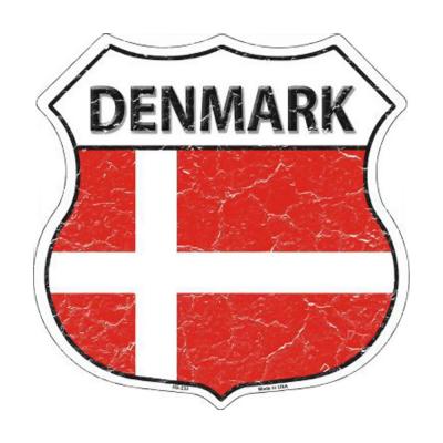 Denmark Country Flag Highway Shield Metal Sign HS-233