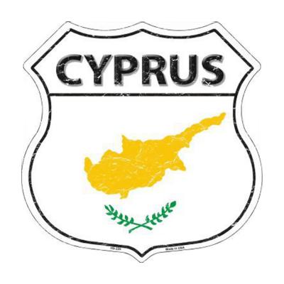 Smart Blonde Cyprus Country Flag Highway Shield Metal Logo Sign HS-229