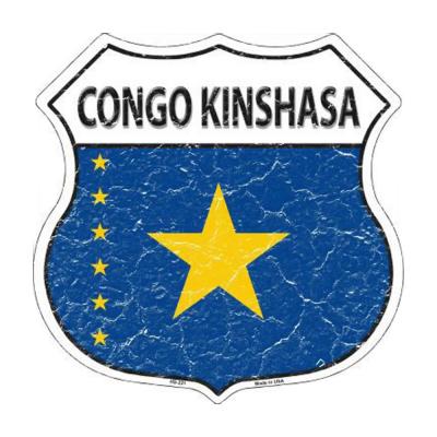 Congo Kinshasa Country Flag Highway Shield Metal Sign HS-221