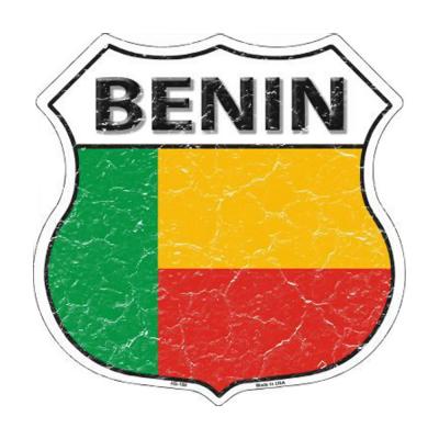 Smart Blonde Benin Country Flag Highway Shield Metal Logo Sign HS-188