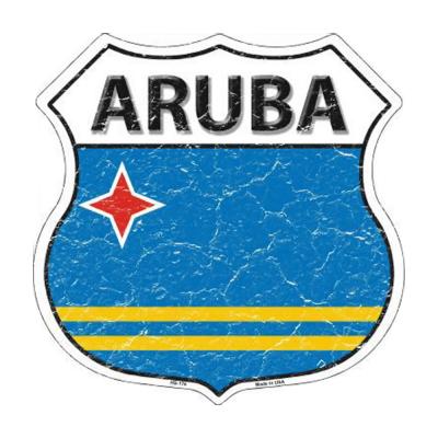 Smart Blonde Aruba Country Flag Highway Shield Metal Logo Sign HS-176