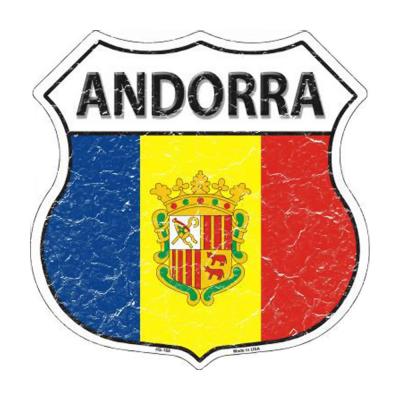 Smart Blonde Andorra Country Flag Highway Shield Metal Logo Sign HS-168