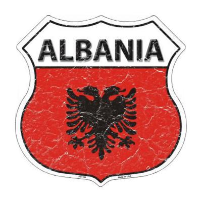 Smart Blonde Albania Country Flag Highway Shield Metal Logo Sign HS-164