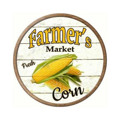 Smart Blonde Farmers Market Corn Novelty Metal Circular Sign C-594