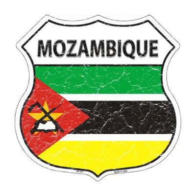 Smart Blonde Lightweight Durable Mozambique Country Flag Highway Shield Metal Sign HS-341