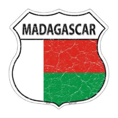 Smart Blonde Lightweight Durable Madagascar Country Flag Highway Shield Metal Sign HS-319