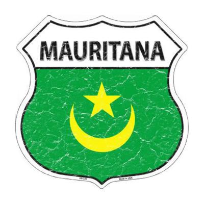 Smart Blonde Lightweight Durable Mauritana Country Flag Highway Shield Metal Sign HS-329