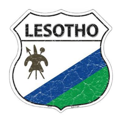 Smart Blonde Lightweight Durable Lesotho Country Flag Highway Shield Metal Sign HS-311