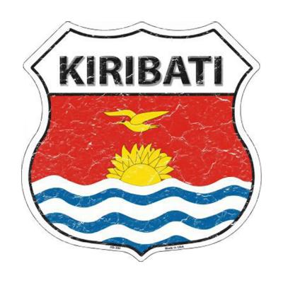 Smart Blonde Lightweight Durable Kiribati Country Flag Highway Shield Metal Sign HS-300