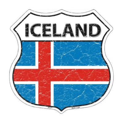 Smart Blonde Lightweight Durable Iceland Country Flag Highway Shield Metal Sign HS-277