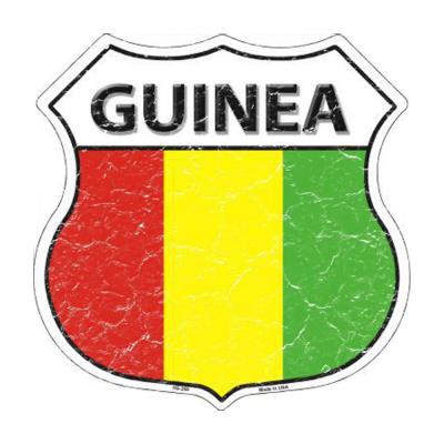 Smart Blonde Lightweight Durable Guinea Country Flag Highway Shield Metal Sign HS-269