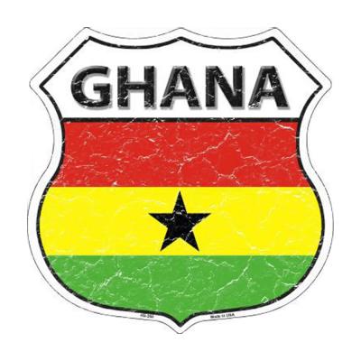 Smart Blonde Lightweight Durable Ghana Country Flag Highway Shield Metal Sign HS-260