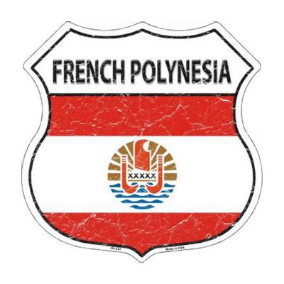 French Polynesia Country Flag Highway Shield Metal Sign HS-252