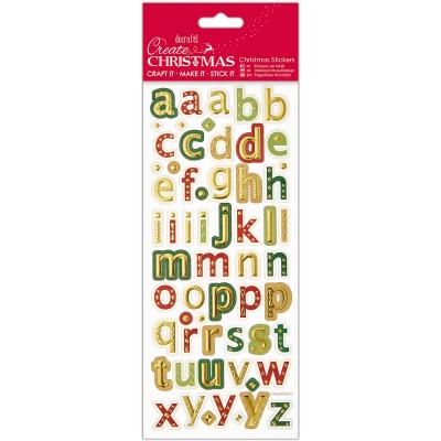 Papermania Create Christmas Foiled & Embossed Stickers-Christmas Alphas Lower Case