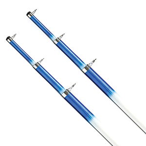 Tigress 15' Telescoping Fiberglass Outrigger Poles - 1-1/8' O.D. - White/Blue - Pair