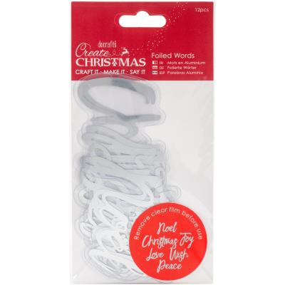 Papermania Create Christmas Foiled Words Stickers-Silver