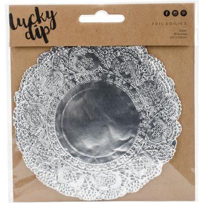 Lucky Dip Foil Doilies 5' Round 10/Pkg-Silver