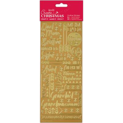 Papermania Outline Stickers-Contemporary Christmas Relations -Gold