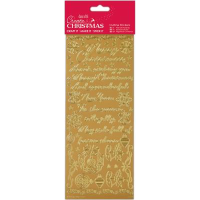Papermania Outline Stickers-Traditional Christmas Verses - Gold