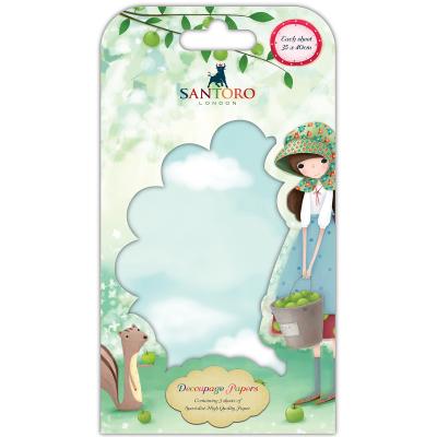 Santoro Kori Kumi Decoupage Paper 3/Pkg-An Apple A Day