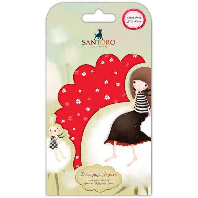 Santoro Kori Kumi Decoupage Paper 3/Pkg-Blowing Kisses