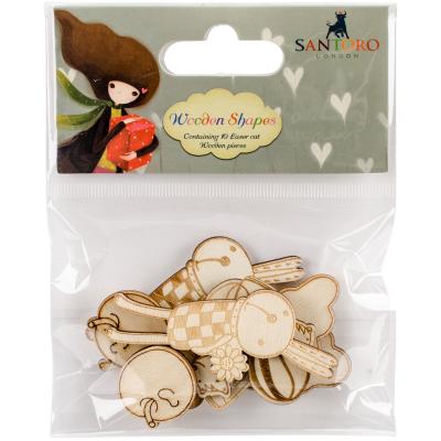 Santoro Kori Kumi Laser-Cut Wooden Shapes 10/Pkg-Characters, 5 Designs/2 Each