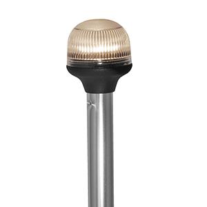 Attwood All-Around Fold-Down Incandescent Anti-Glare Lens Light - 20' Aluminum Pole - 12V - Vertical Composite Base