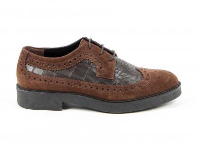 V 1969 Italia Womens Brogue Shoe B1670 VELOUR COCCO T. MORO