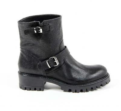 V 1969 Italia Womens Short Boot B1441 VITELLO STAMPATO NERO