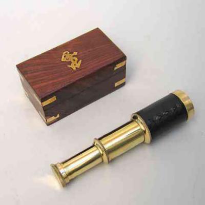 Brass Telescope Pullout Wood Box Pride Of Marine Collectors