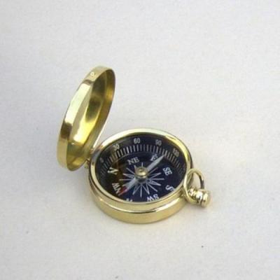 Elegant Brass Pocket Compass With Black Dial