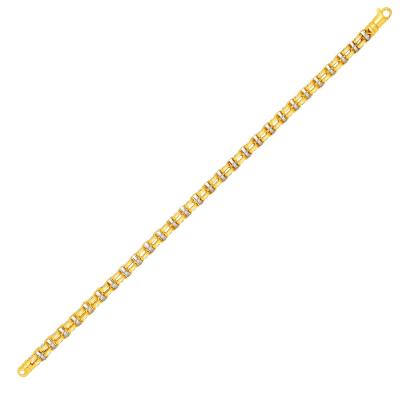 14k Two-Toned Yellow and White Gold Double Link Mens Bracelet