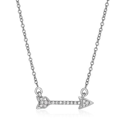 14k White Gold 18 inch Necklace with Gold and Diamond Arrow (1/10 cttw)