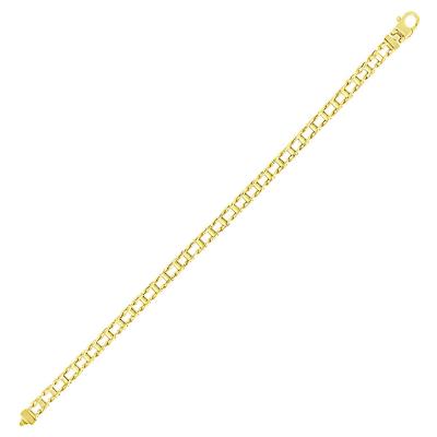 14k Yellow Gold Mens Bracelet with Rail Motif Links