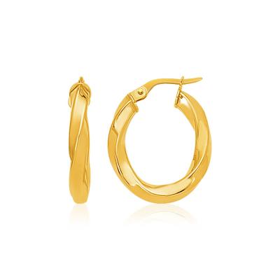 14k Yellow Gold Italian Twist Hoop Earrings