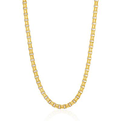 14k Two-Toned Yellow and White Gold Double Link Mens Necklace