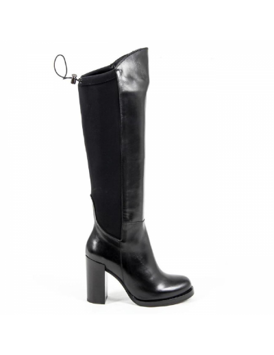 V 1969 Italia Womens High Boot B2406 VITELLO NERO LICRA NERO